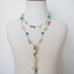 Lariat necklace with gemstone beads