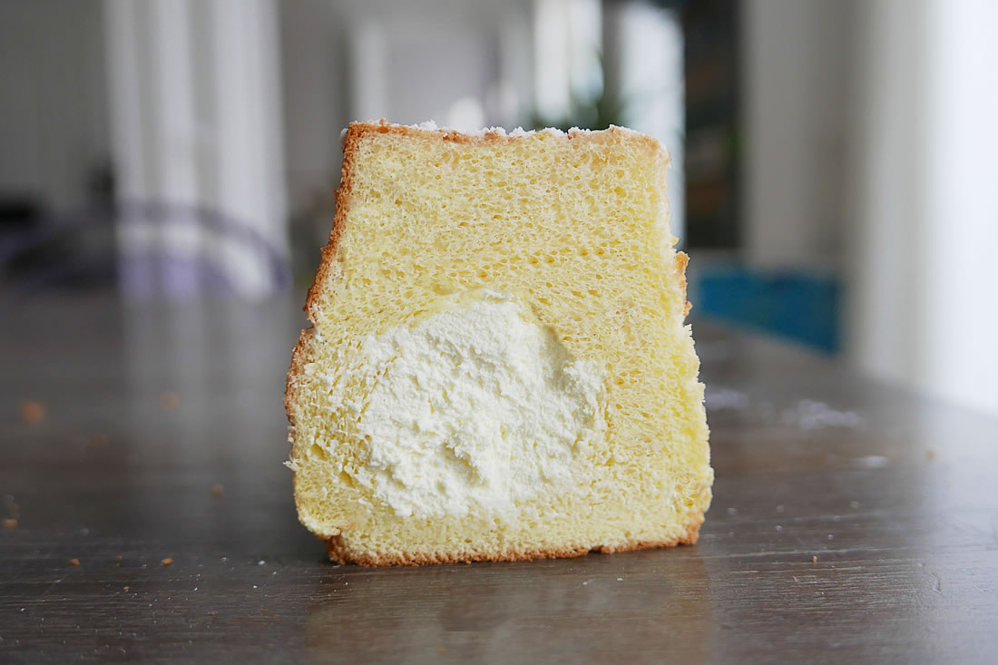 Cream filled fluffy chiffon cake