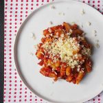 Eggplant and tomato sauce pasta