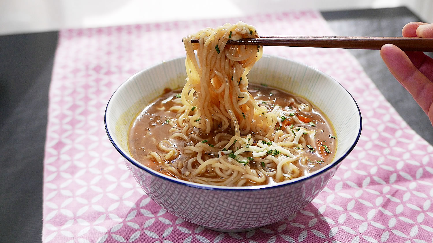Homemade curry ramen with a pressure cooker